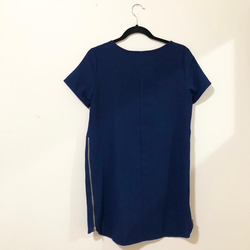 💙Lumiere Women Navy Blue Straight Dress Zippers on a side Size M